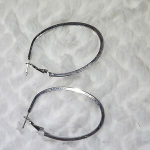 Silver-plated oblong Hoop Earrings